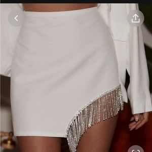 12th tribe Madelyn white crystal mini skirt size M